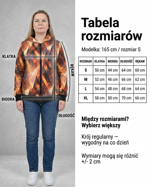 Bluza damska melanżowa z kapturem — miękka dresówka 250 g