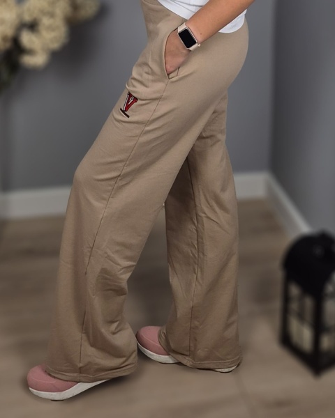 Spodnie wide leg beżowe