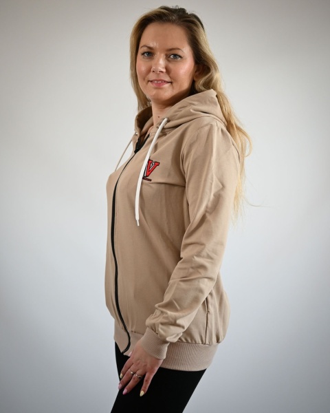 Bluza damska beżowa z kapturem — miękka dresówka 250 g