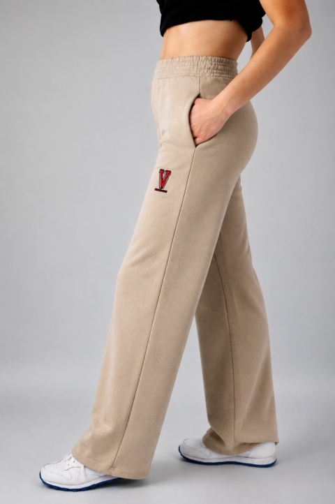 Spodnie wide leg beżowe