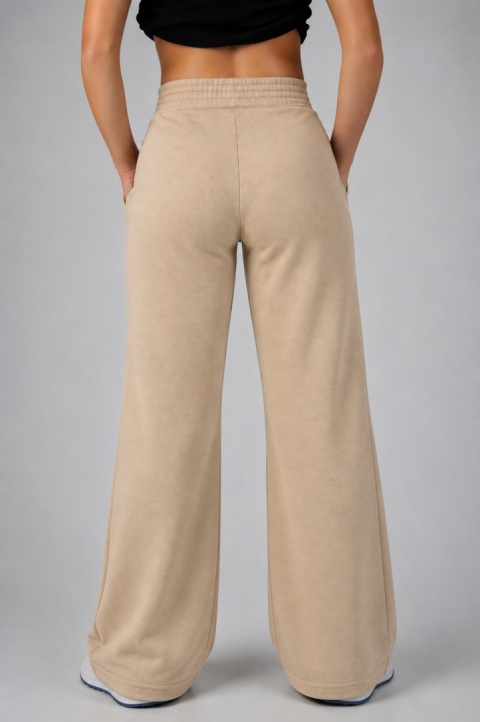 Spodnie wide leg beżowe