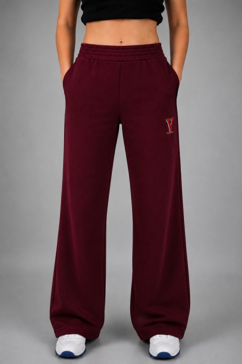 Spodnie wide leg wino